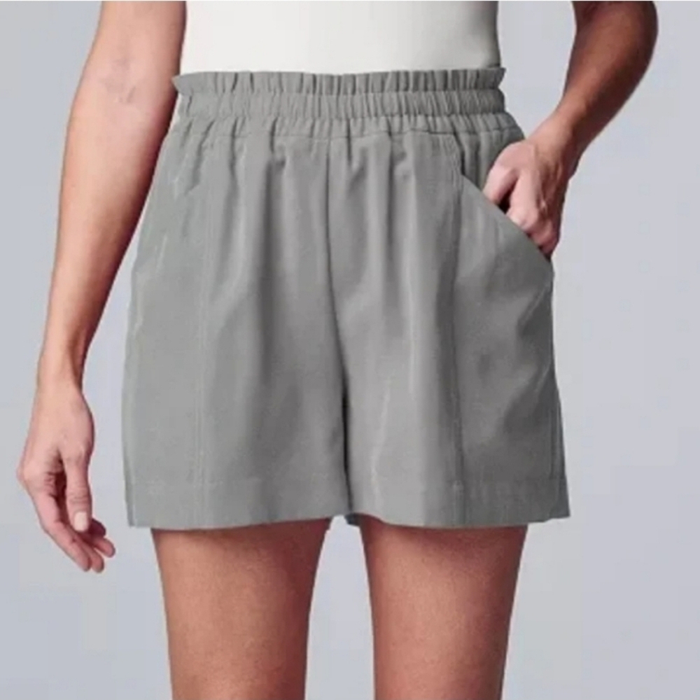 Simple Vera Vera Wang High Waisted Paperbag Waist Soft Shorts NWT Sz Small Grey